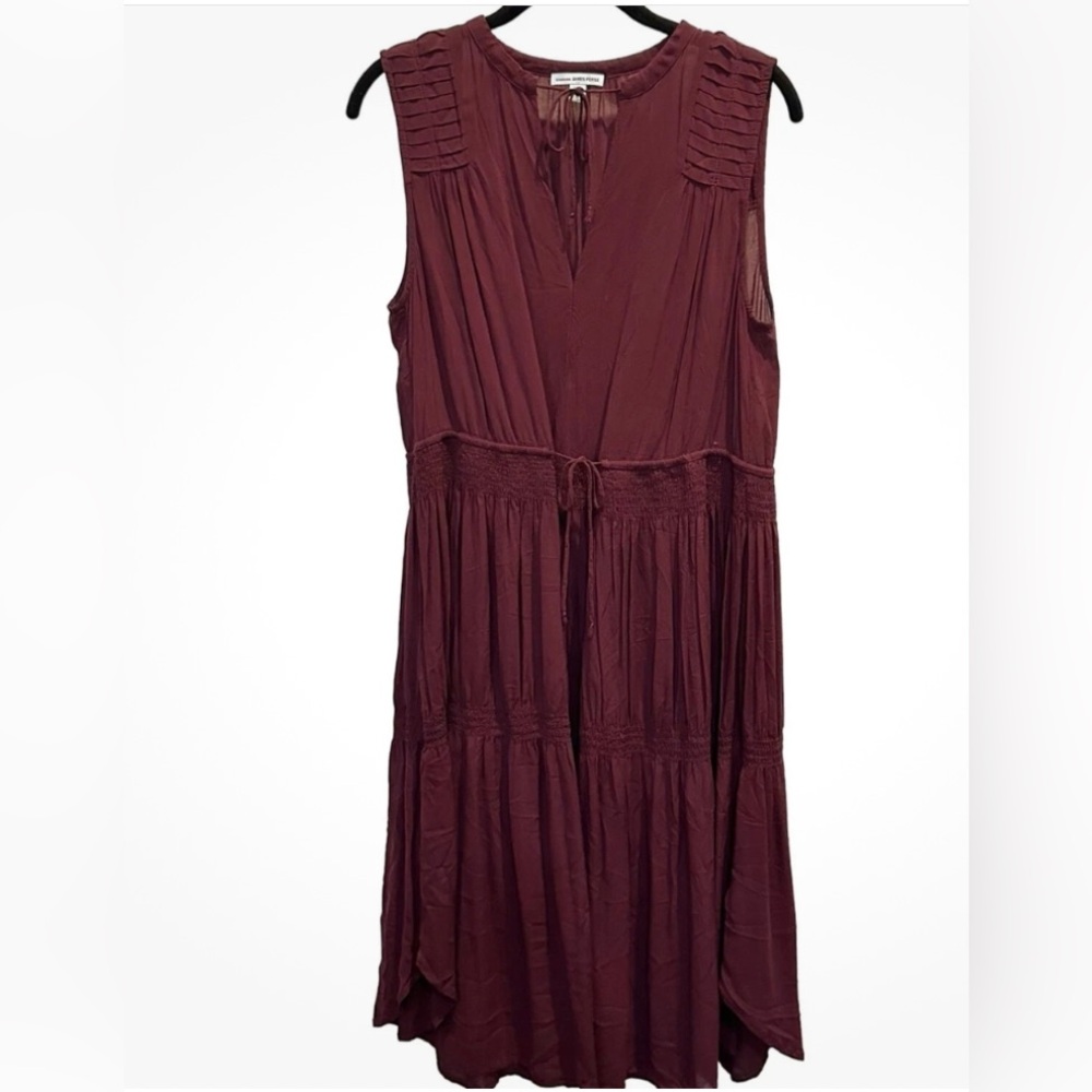 James Perse pleated Burgendy Maroon sun dress